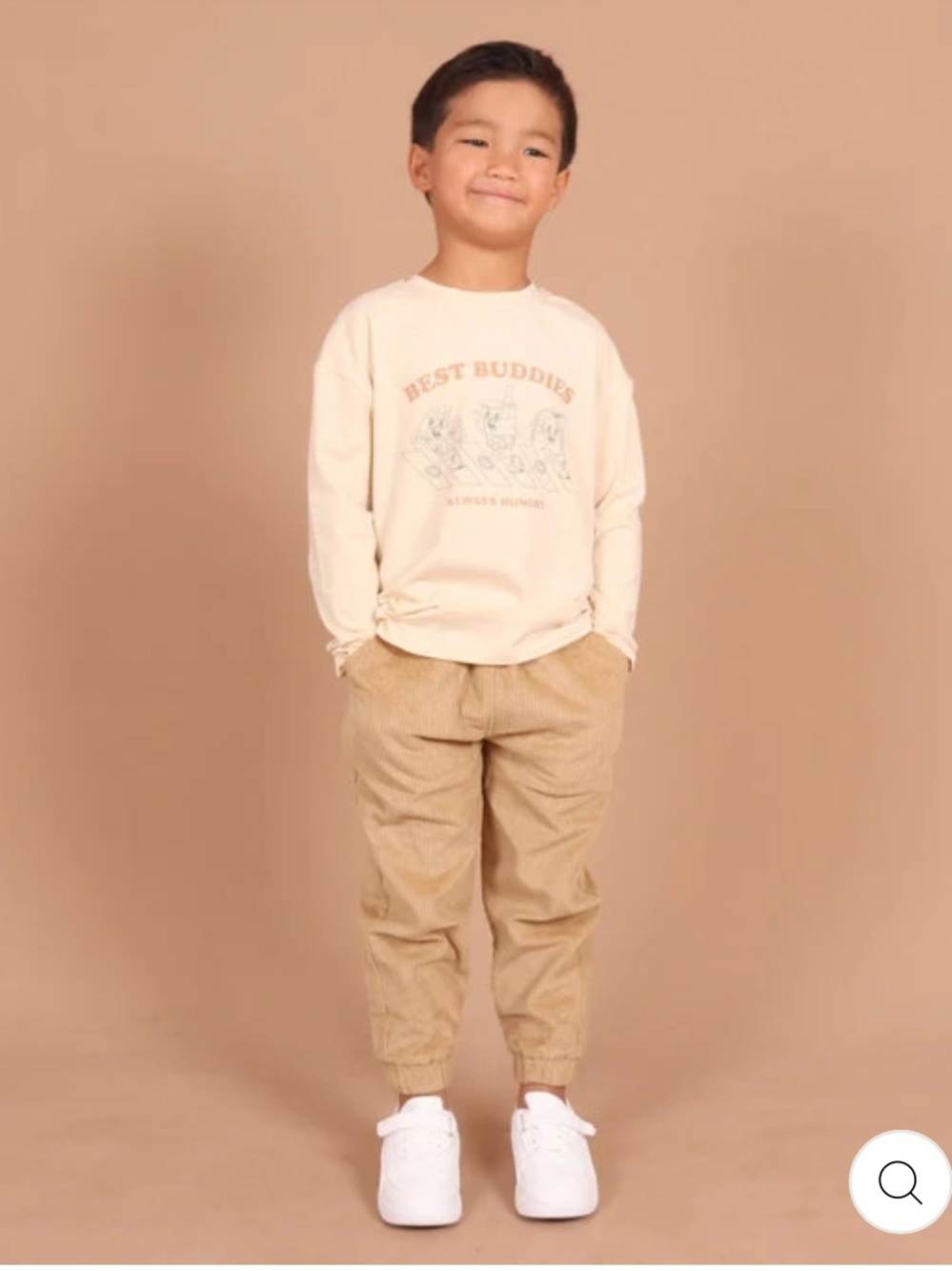 NWT Tiny Tribe Cream Long-Sleeve "Best Buddies" Graphic Tee for Kids